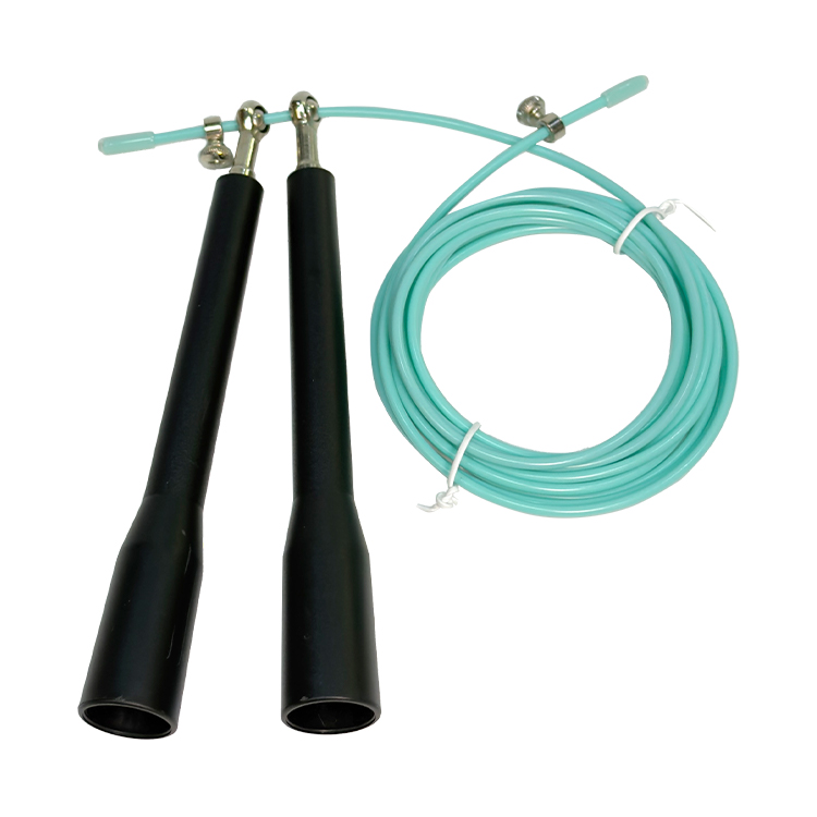 Cuerda para saltar de alambre de acero con rodamiento giratorio y mango largo<br />F-51